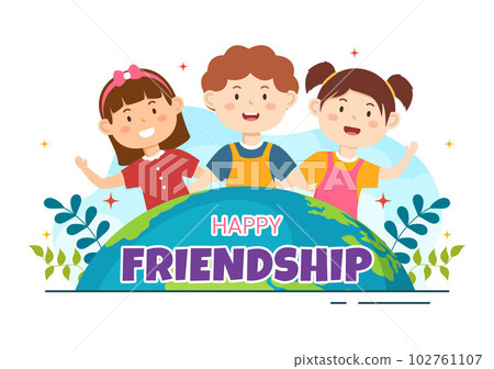 Happy Friendship Day Vector Illustration with Young Boys and Girls Togetherness in Flat Cartoon Hand Drawn Landing Page Background Templates Happy Friendship Day Vector Illustration with Young Boys and Girls Togetherness in Flat Cartoon Hand Drawn Landing Page Background Templates 102761107
