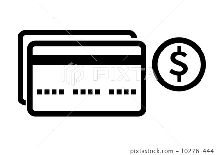 Credit card and dollar coin icon set. settlement. vector. Credit card and dollar coin icon set. settlement. vector. 102761444