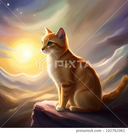 Fantastic cat illustration, Generative AI AI image Fantastic cat illustration, Generative AI AI image 102762061
