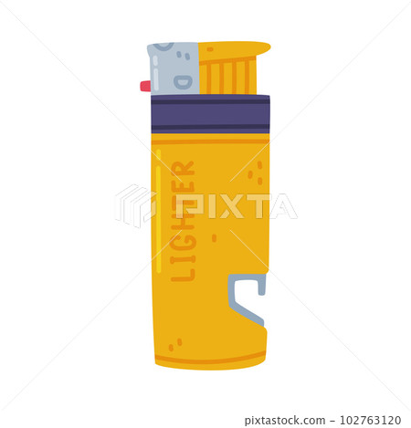 Yellow Lighter as Portable Device for Igniting Cigarette and Generating Flame Vector Illustration Yellow Lighter as Portable Device for Igniting Cigarette and Generating Flame Vector Illustration 102763120