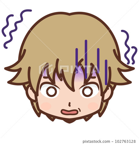 臉/面部表情圖標（害怕/蒼白）/男性/年輕[5] 102763128