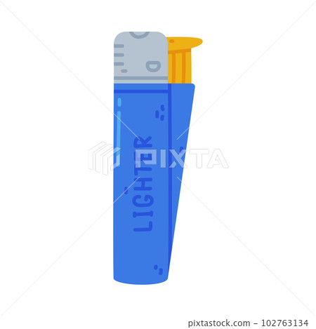 Blue Lighter as Portable Device for Igniting Cigarette and Generating Flame Vector Illustration 102763134