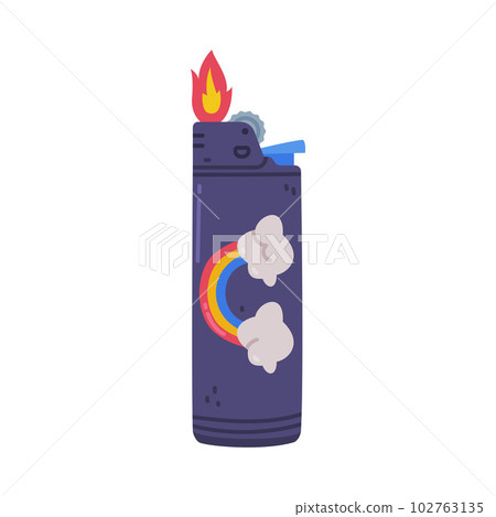 Lighter as Portable Device for Igniting Cigarette and Generating Flame Vector Illustration 102763135