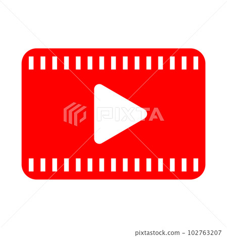 Red video play icon. motion picture film. vector. 102763207