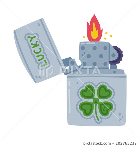 Steel Lighter as Portable Device for Igniting Cigarette and Generating Flame Vector Illustration Steel Lighter as Portable Device for Igniting Cigarette and Generating Flame Vector Illustration 102763232