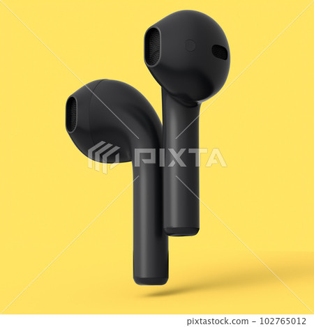 Wireless bluetooth headphones isolated on yellow monochrome background Wireless bluetooth headphones isolated on yellow monochrome background 102765012