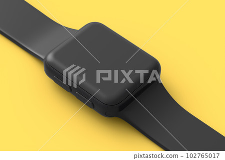 Smart watch or fitness tracker isolated on yellow monochrome background. 102765017