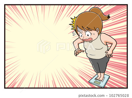 woman surprised by her weight woman surprised by her weight 102765028