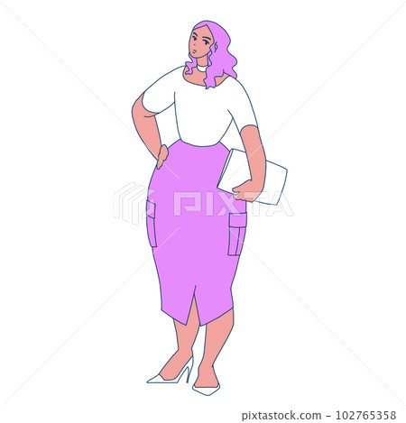 辦公室休閒風格的豐滿女人的插圖 辦公室休閒風格的豐滿女人的插圖 102765358