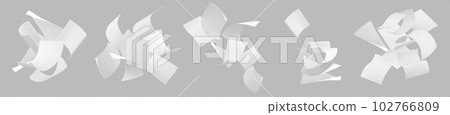 Realistic set of white paper sheets falling down Realistic set of white paper sheets falling down 102766809