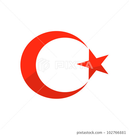 Turkish flag moon and star icon. vector. Turkish flag moon and star icon. vector. 102766881