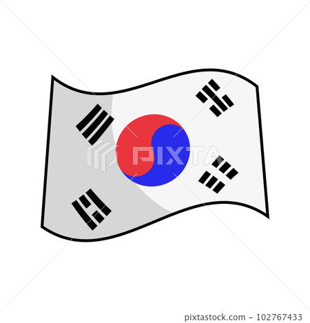 在平面設計中揮舞著韓國國旗圖標。向量。 102767433