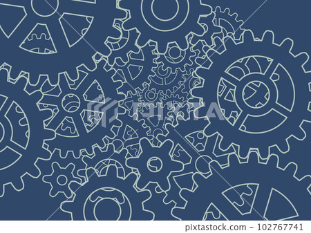 重疊和嚙合的齒輪背景_藍色 102767741