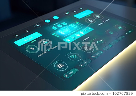 Concept of a smart home and mobile application for managing smart devices at home. Generative AI 102767839