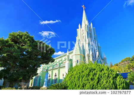 [Nagasaki Prefecture] Hirado Xavier Memorial Church in sunny weather 102767877