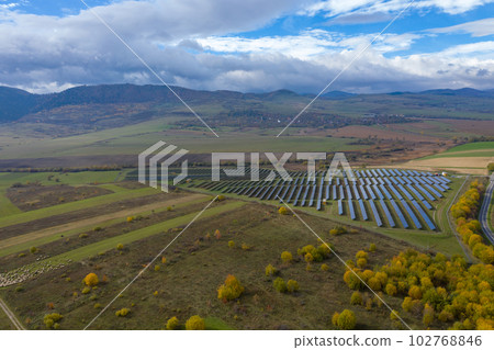 Solar panels aerial view Solar panels aerial view 102768846