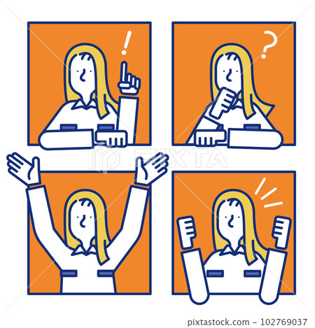 Simple icon set of women wearing work clothes (B) Simple icon set of women wearing work clothes (B) 102769037