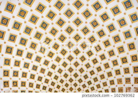 Interior detail of the dome of the Rotunda of Mosta, Malta 102769362