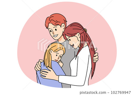 Happy family with kid hugging 102769947