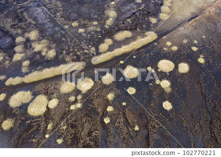 Aerial view of Eldhraun lava field in Iceland 102770221