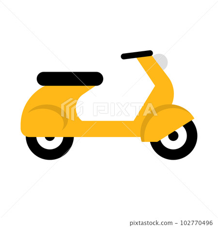 黃色滑板車圖標。自行車。向量。 102770496