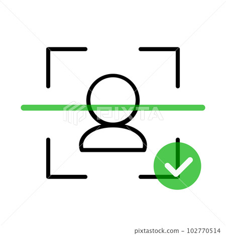 人臉識別成功圖標。向量。 102770514