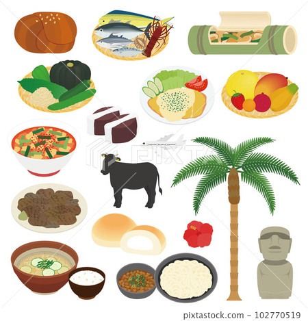 Illustration set of specialties of Miyazaki Prefecture Illustration set of specialties of Miyazaki Prefecture 102770519