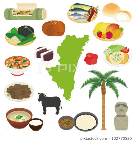 Illustration set of specialties of Miyazaki Prefecture 102770520
