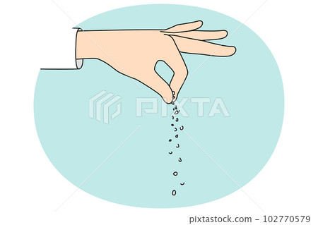Close up of hand salt food Close up of hand salt food 102770579