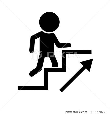 上樓梯的人和箭頭的圖標。向量。 102770720