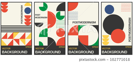 Vector set of postmodern vertical poster.Abstract geometric backgrounds. 102771018