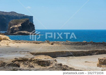 Blue hole and the collapsed Azure window. Gozo, Malta Blue hole and the collapsed Azure window. Gozo, Malta 102771034