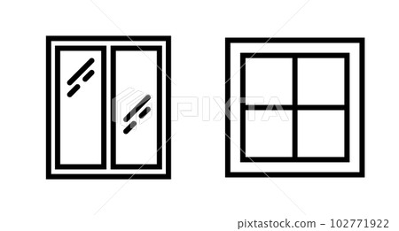 簡單的窗口圖標集。窗戶玻璃圖標集。向量。 102771922