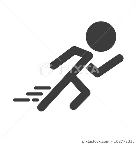 奔跑的人剪影圖標。競賽。速度。向量。 102772333