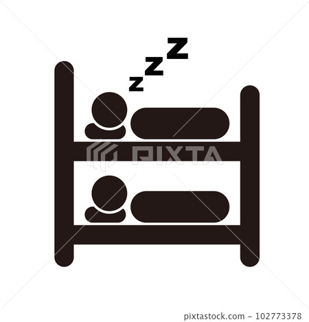 Dormitory silhouette icon. 2 bunk beds. vector. 102773378