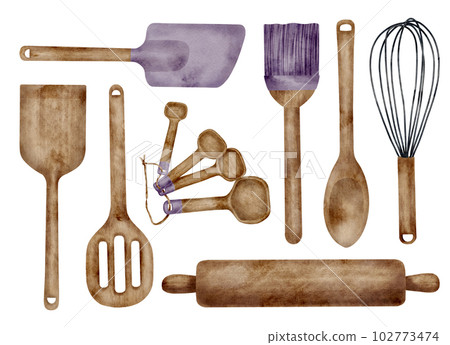 Kitchen Accessories Isolated On A White Background Baking Spatula