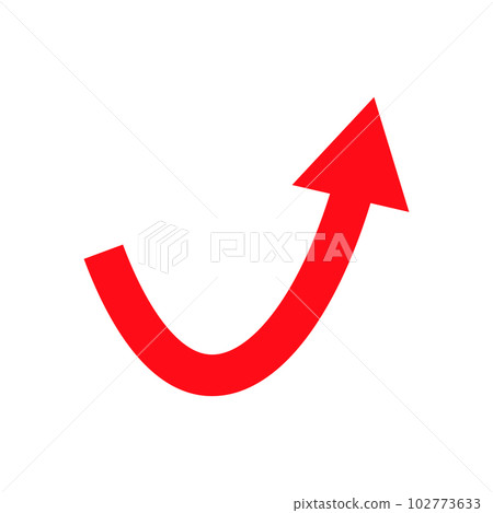 上升的紅色箭頭圖標。生長。獲得。向量。 102773633