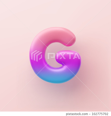 3D Colorful Gradient letter G on a light background 102775702