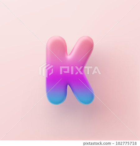 3D Colorful Gradient letter K on a light background 3D Colorful Gradient letter K on a light background 102775718