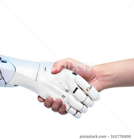 機器人與人類握手AI生成 機器人與人類握手AI生成 102776900