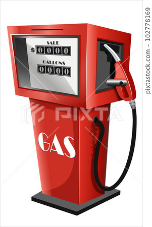 realistic vector retro gas station in red color isolated on the white background realistic vector retro gas station in red color isolated on the white background 102778169