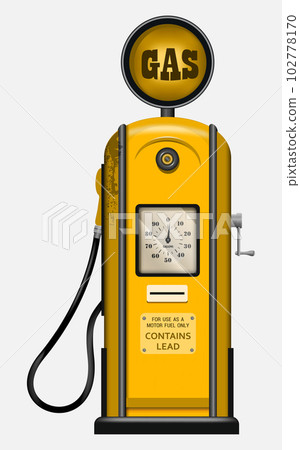 realistic vector retro gas station in yellow color isolated on the white background realistic vector retro gas station in yellow color isolated on the white background 102778170