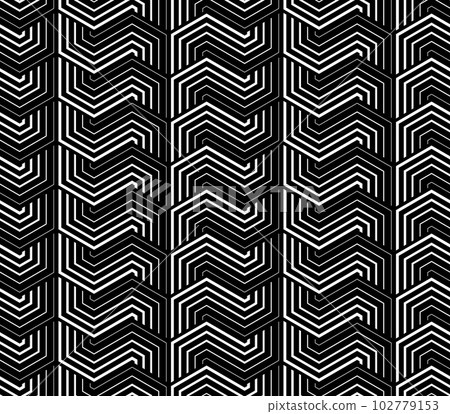 Abstract geometric pattern with stripes, lines. Seamless vector background. White and black ornament. Simple lattice graphic design Abstract geometric pattern with stripes, lines. Seamless vector background. White and black ornament. Simple lattice graphic design 102779153
