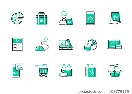 Food delivery - modern line design style icons set 102779579