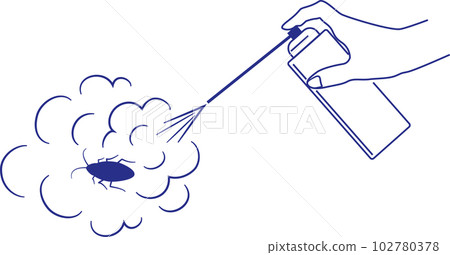 Illustration of spraying a spray-type insecticide on a cockroach Illustration of spraying a spray-type insecticide on a cockroach 102780378