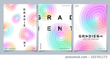 Set of creative covers or posters concept in modern minimal style for corporate identity, branding, social media advertising, promo. Minimalist cover design template with dynamic fluid gradient. 102781173