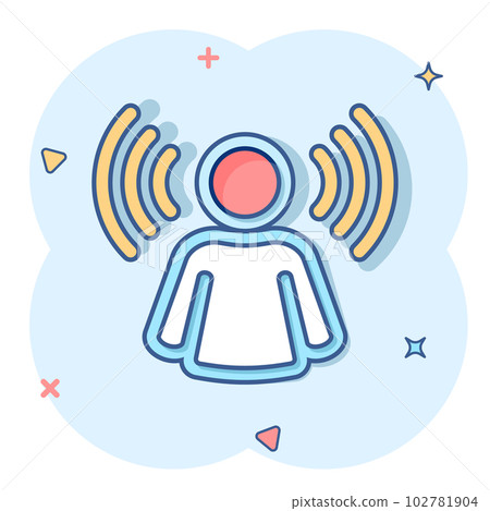 Mind awareness icon in comic style. Idea human vector cartoon illustration on white isolated background. Customer brain business concept splash effect. 102781904