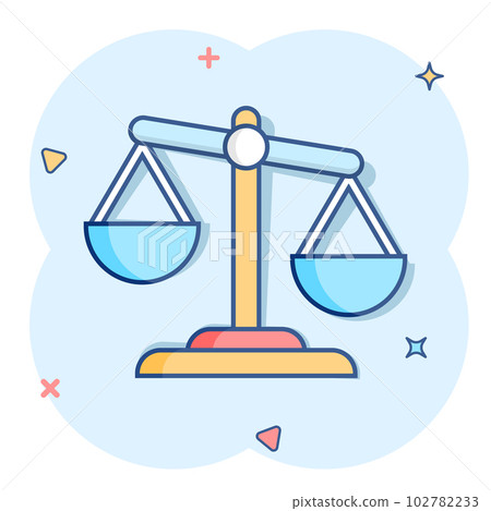 Balance scales with food comic book style Vector Image