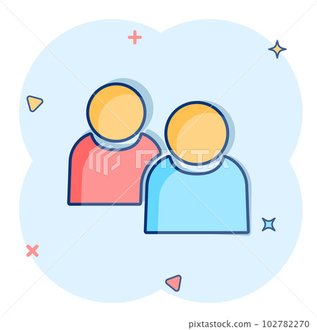 People communication icon in comic style. People vector cartoon illustration pictogram. Partnership business concept splash effect. 102782270
