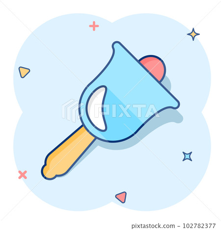 Vector cartoon bell alarm icon in comic style. Bell jingle concept illustration pictogram. Gong business splash effect concept. 102782377